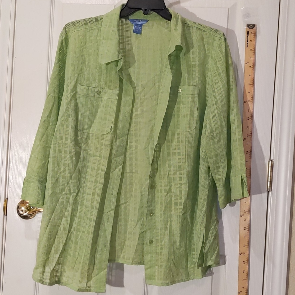 2X Napa Valley lime green button down plus size